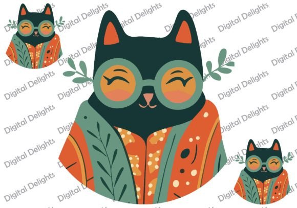 Black Cat Cute Halloween PNG