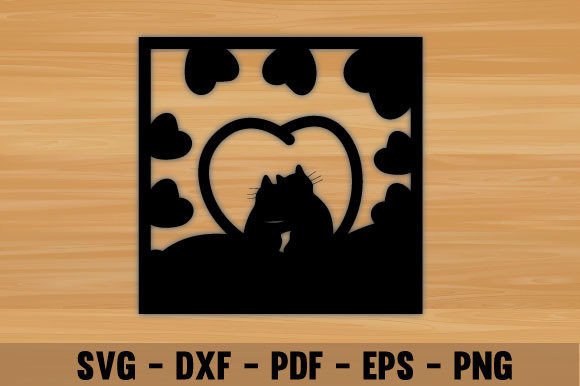 Cat Love Laser Cut File Wall Decor Art