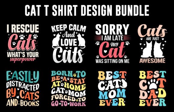 Cat T-shirt Design Bundle, Wave T Shirt
