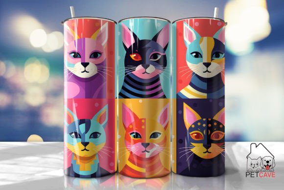 Colorful Cat Faces Tumbler Wrap
