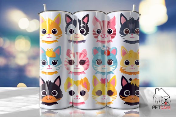 Colorful Cat Portrait Tumbler Wrap
