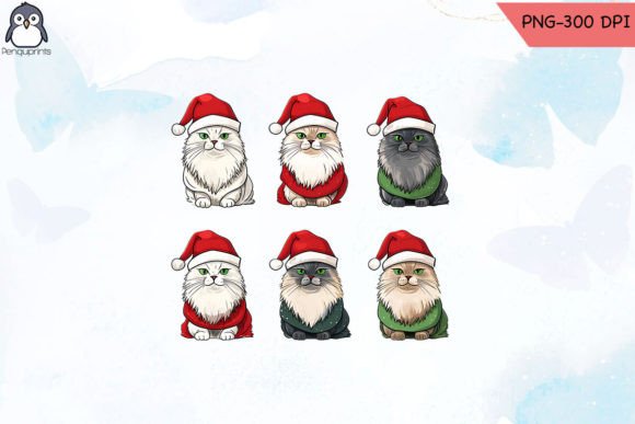 Cute Christmas Cat Set Sublimation