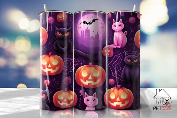 Halloween Black Cat Tumbler Wrap