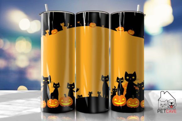 Halloween Cat Border Tumbler Wrap
