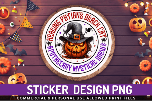 Healing Potions Black Cat Stickers