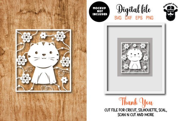 Kitties Papercut Template Yin Yang Cat