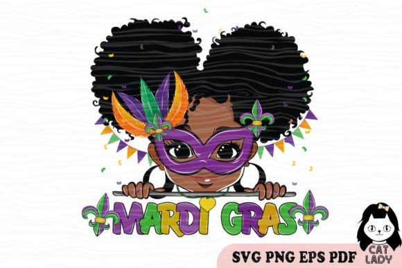 Mardi Gras Black Girl SVG Sublimation