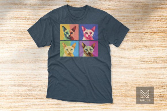 Pop Art Burmese Cat Four Panels T-shirt