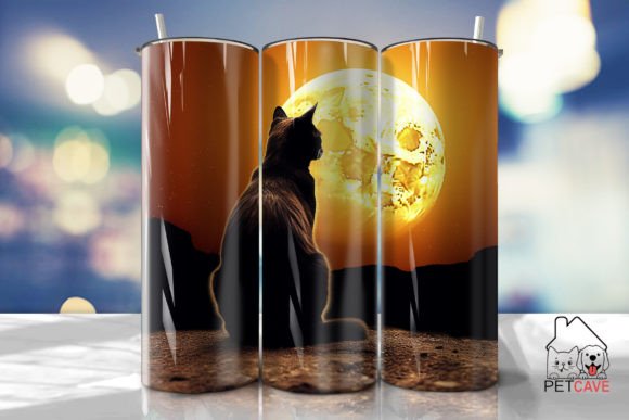 Vintage Gothic Cat Moon Tumbler Wrap